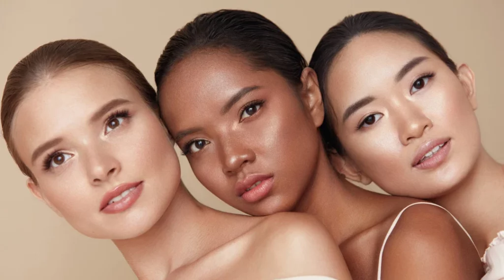 3 woman with different skin colors