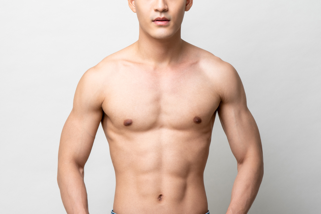 A toned male physique showcasing results from CoolSculpting.