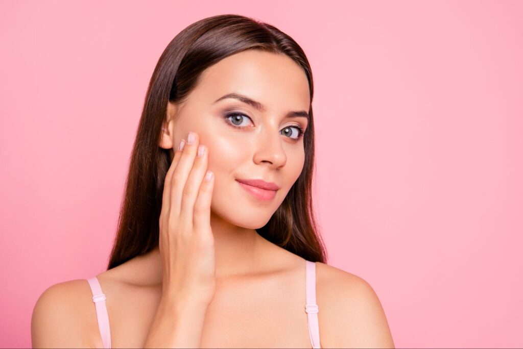 A woman with smooth and lifted skin after a PDO thread lift treatment.